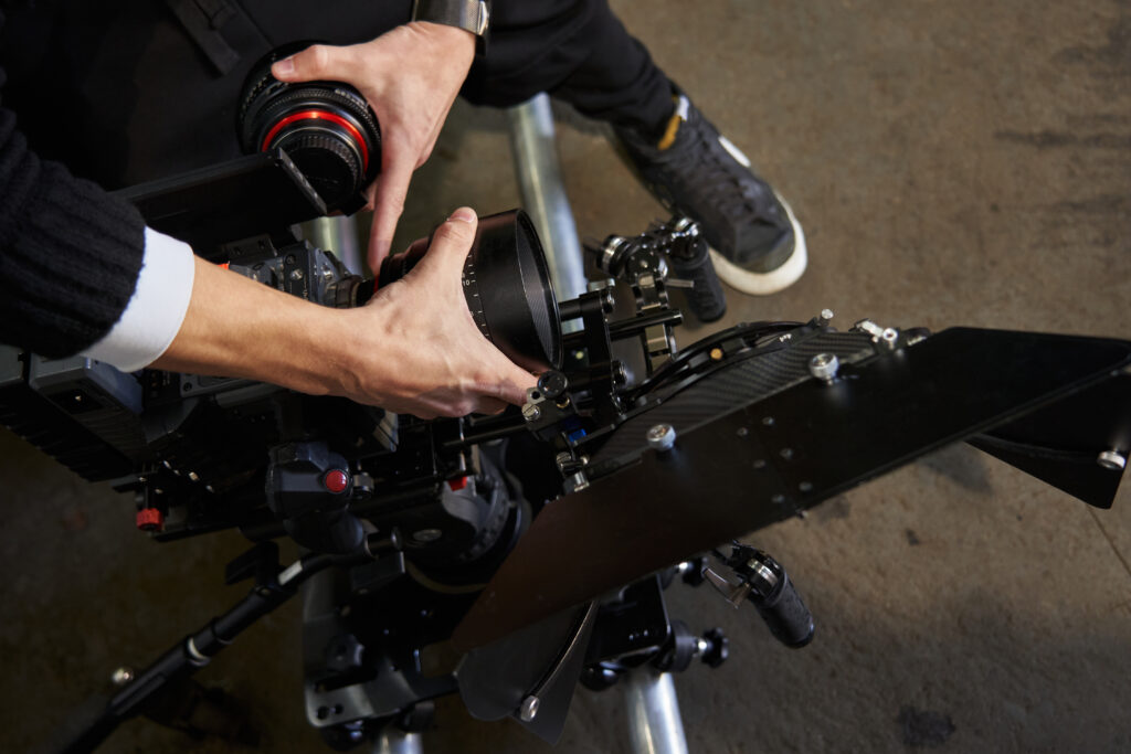 Man using video camera on a video productin shoot