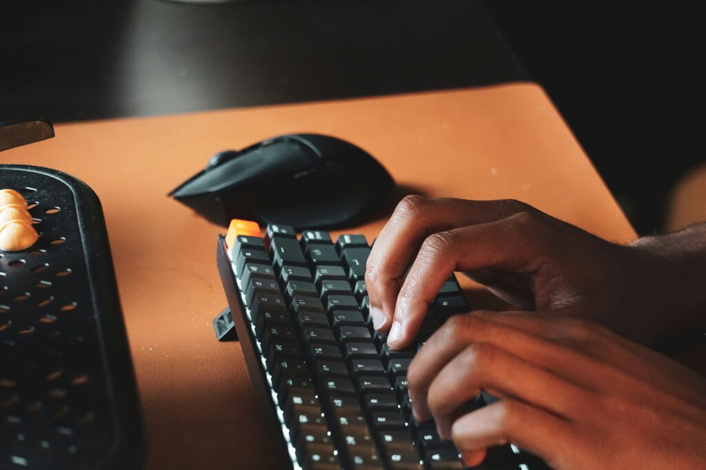 Person searching up SEO strategies